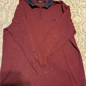Chaps Burgundy and Navy Zip Collar Polo